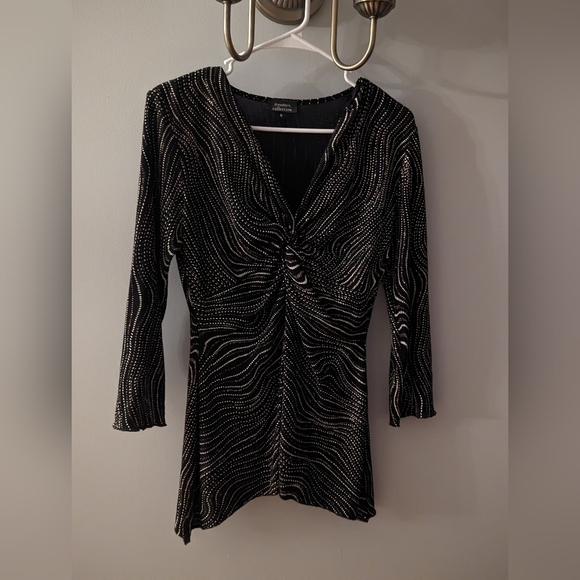 Dressbarn Black and Gold Top - Picture 1 of 4